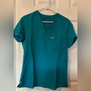 Figs Teal One Pocket scrub top